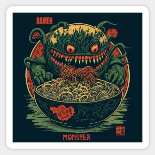 Ramen monster in vintage Japanese style Sticker